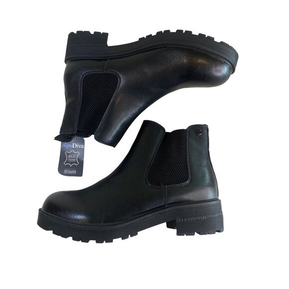 NWT AQUA DIVA 10 Savannah Chelsea Waterproof Ankle Boot Leather Insulated Black - Picture 5 of 16